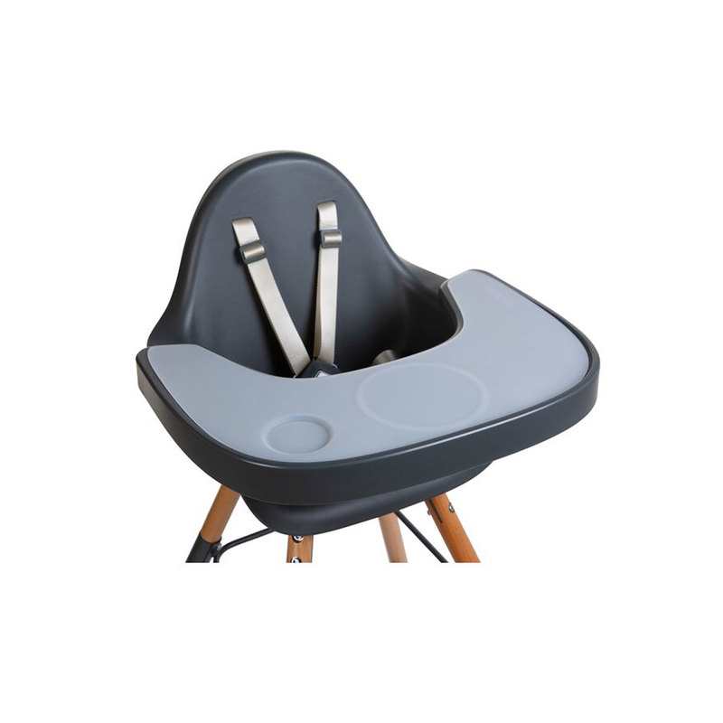 Tablette anthracite pour chaise haute Evolu 2 avec napperon en silicone Childhome