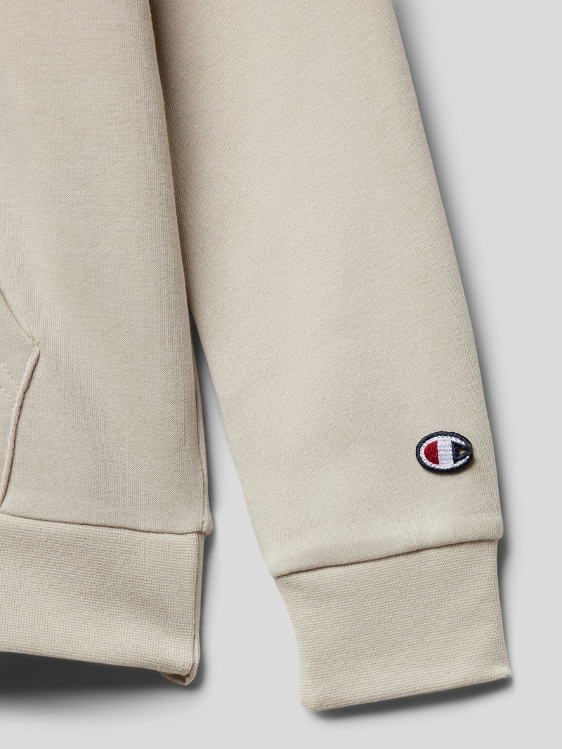 Hoodie mit Label-Stitching in ecru