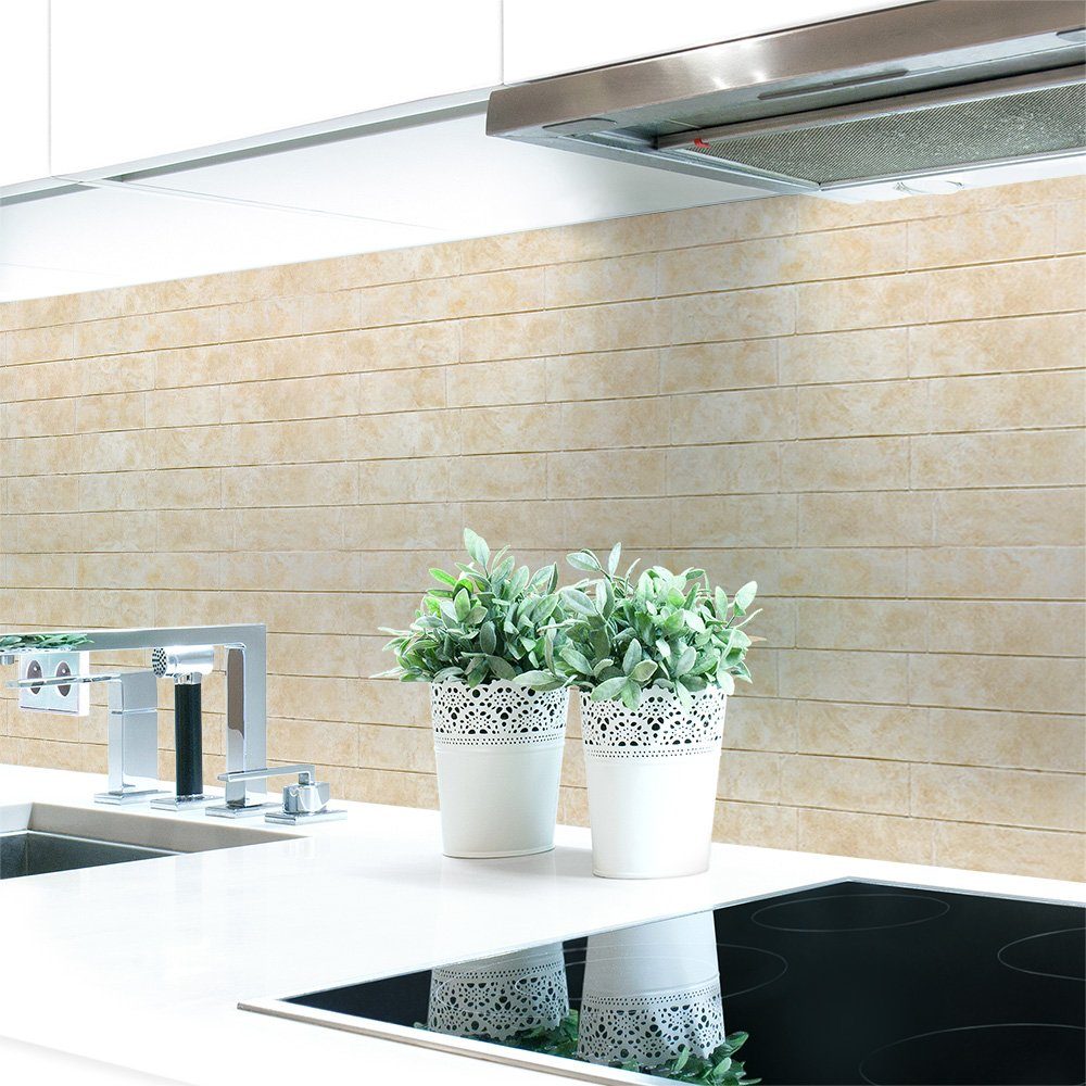 DRUCK-EXPERT Küchenrückwand Küchenrückwand Ziegelwand Beige Premium Hart-PVC 0,4 mm selbstklebend