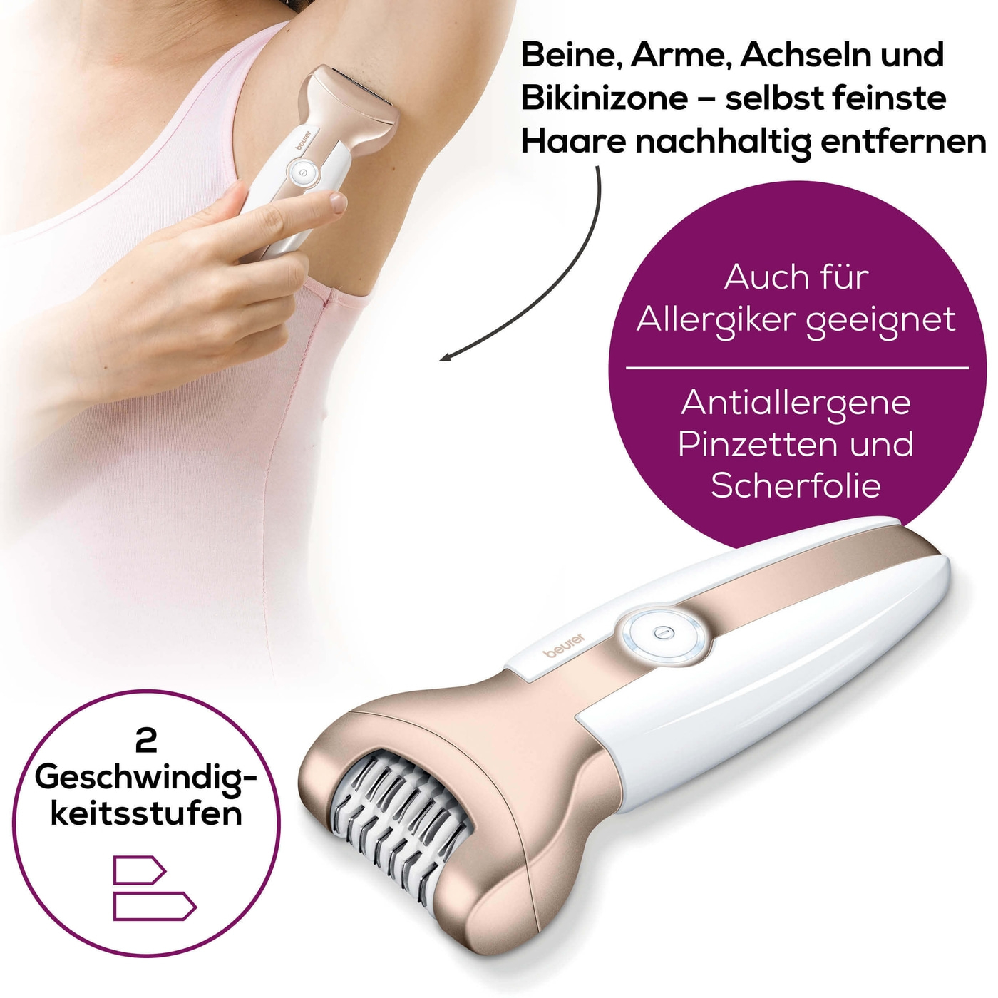 Beurer Epilierer - HL 70-Epilation, Rasur und Peeling vereint in einem Gerät