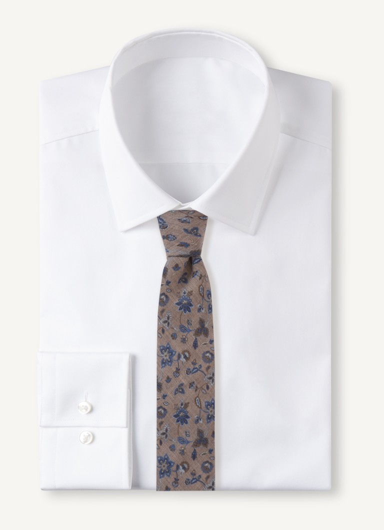 Profuomo Wool Tie with Floral Print