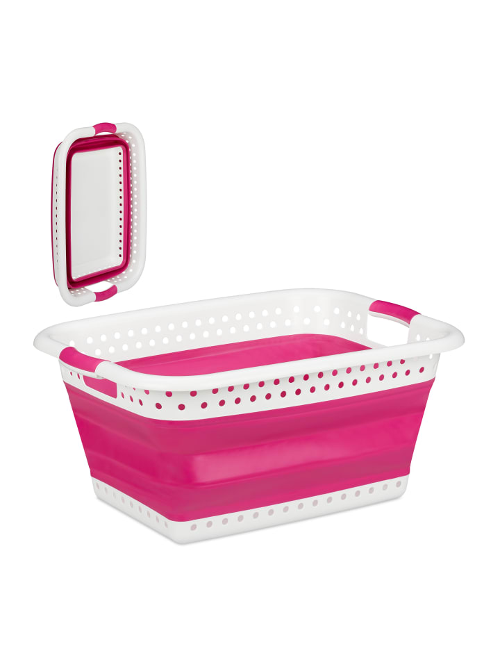 relaxdays Wäschekorb in Pink - (B)61 x (H)27 x (T)45,5 cm günstig kaufen onesize