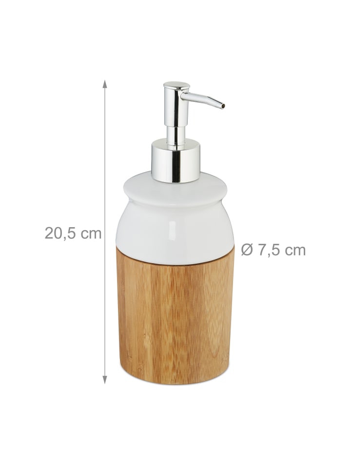 relaxdays 2x Seifenspender in Natur/Weiß - 225 ml günstig kaufen onesize