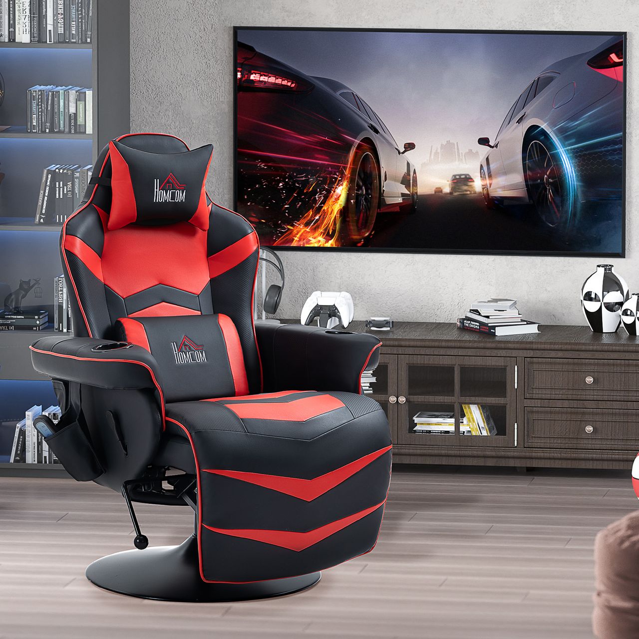 HOMCOM Relaxsessel mit Massagefunktion Ergonomischer TV-Sessel mit Becherhalter