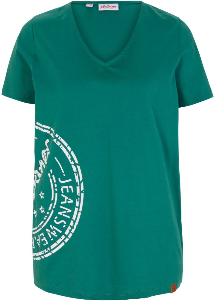 T-Shirt mit V-Kragen, bedruckt