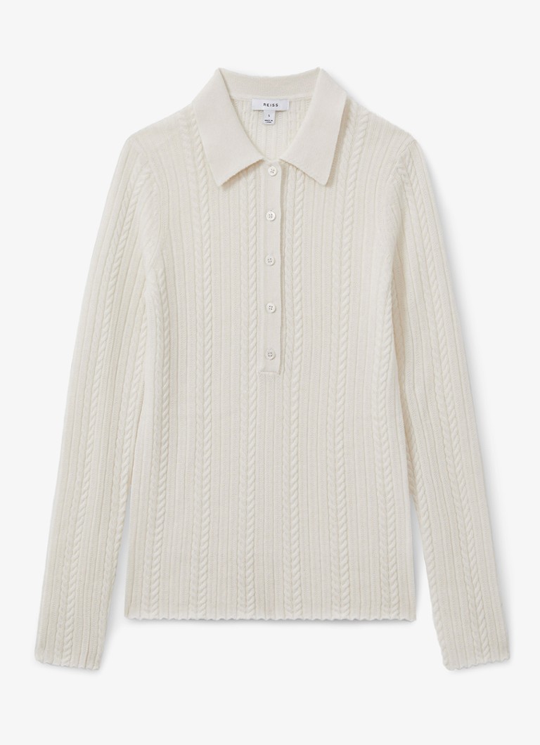 Reiss cable-knit wool pullover with polo collar