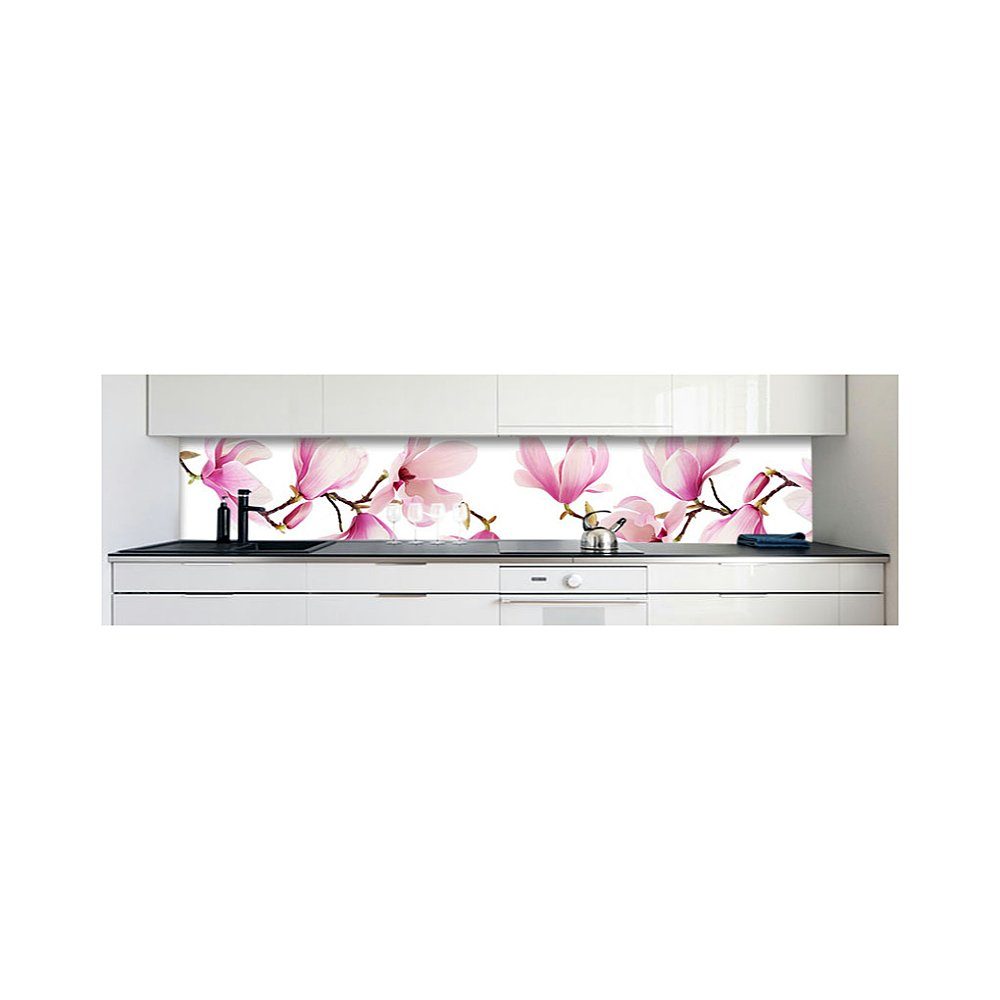 DRUCK-EXPERT Küchenrückwand Küchenrückwand Magnolien Zweig Premium Hart-PVC 0,4 mm selbstklebend