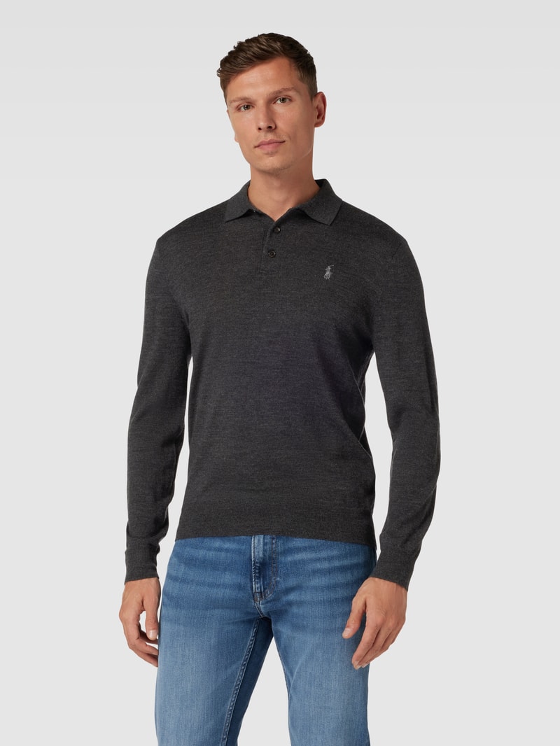 Strickpullover mit Label-Stitching in anthrazit