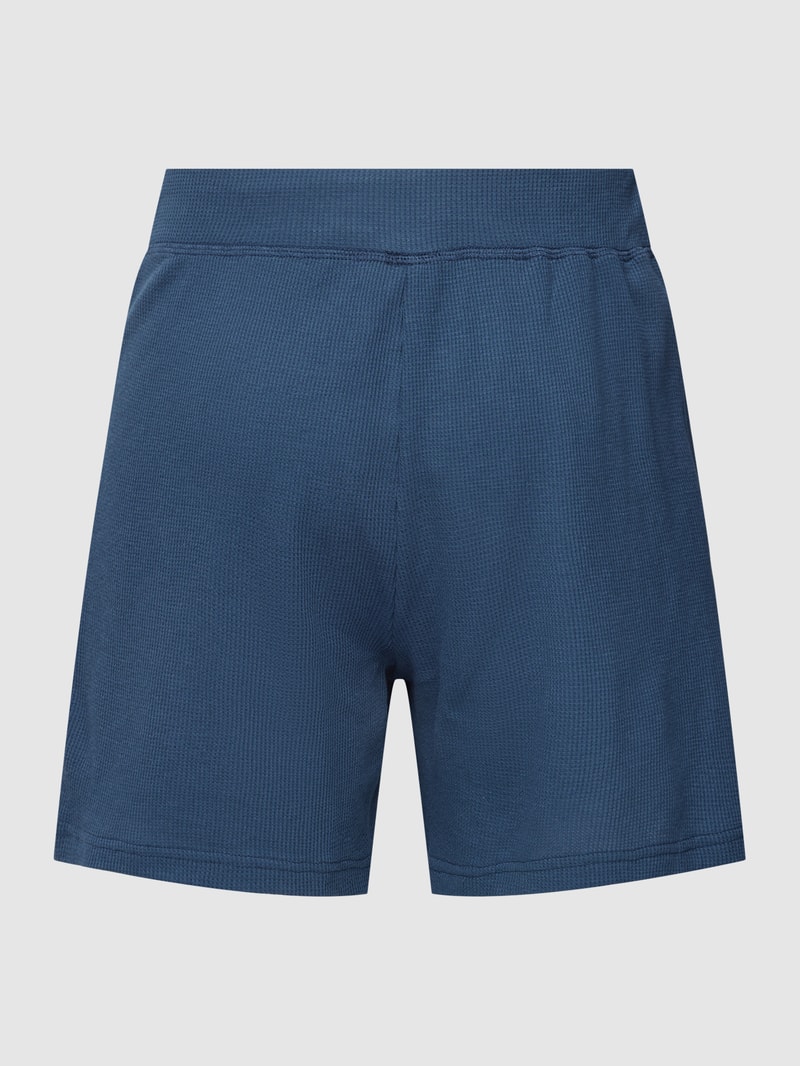 Pyjama-Shorts mit Strukturmuster Modell 'Waffle' in dunkelblau