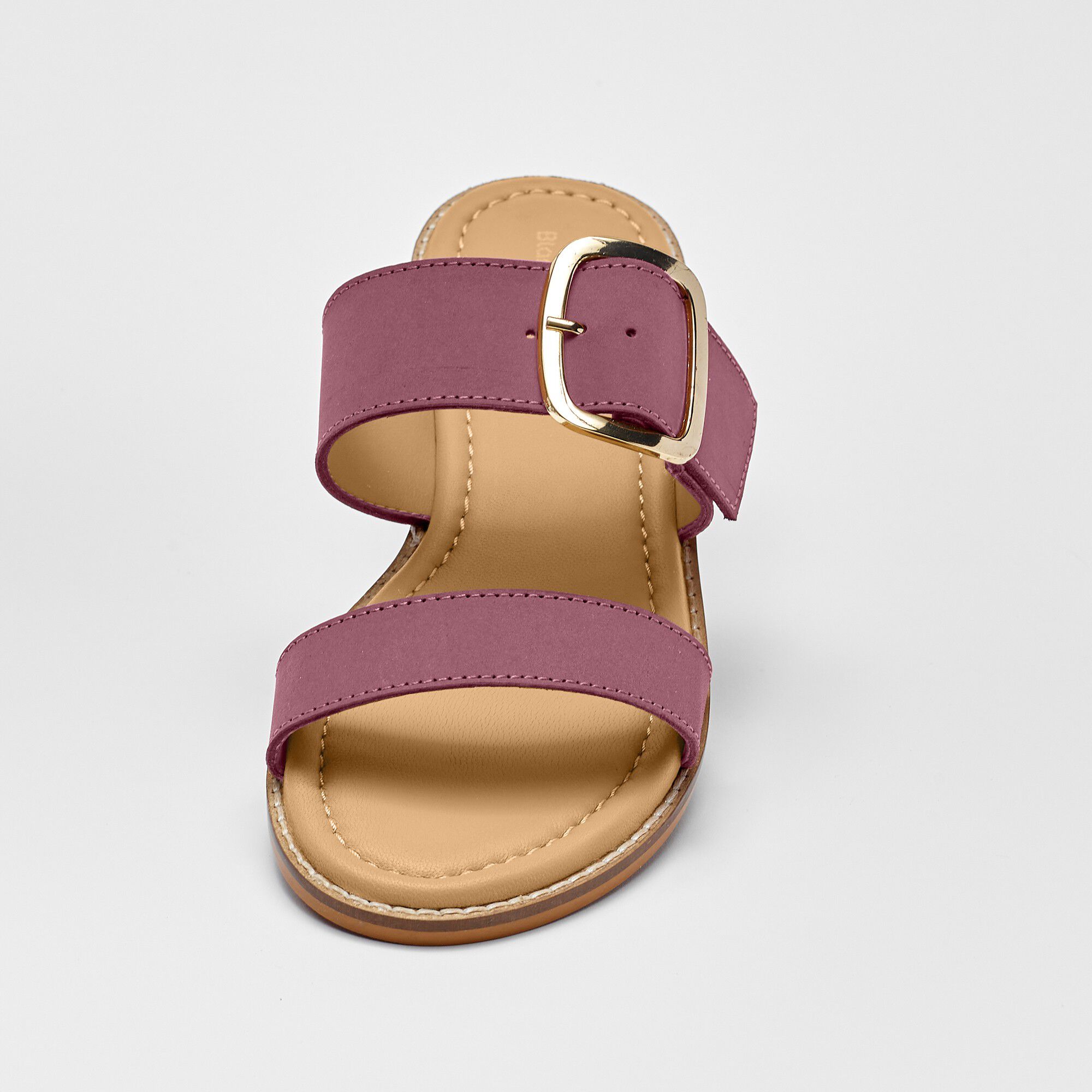 Mules plates éco-conçues en cuir naturel à boucle