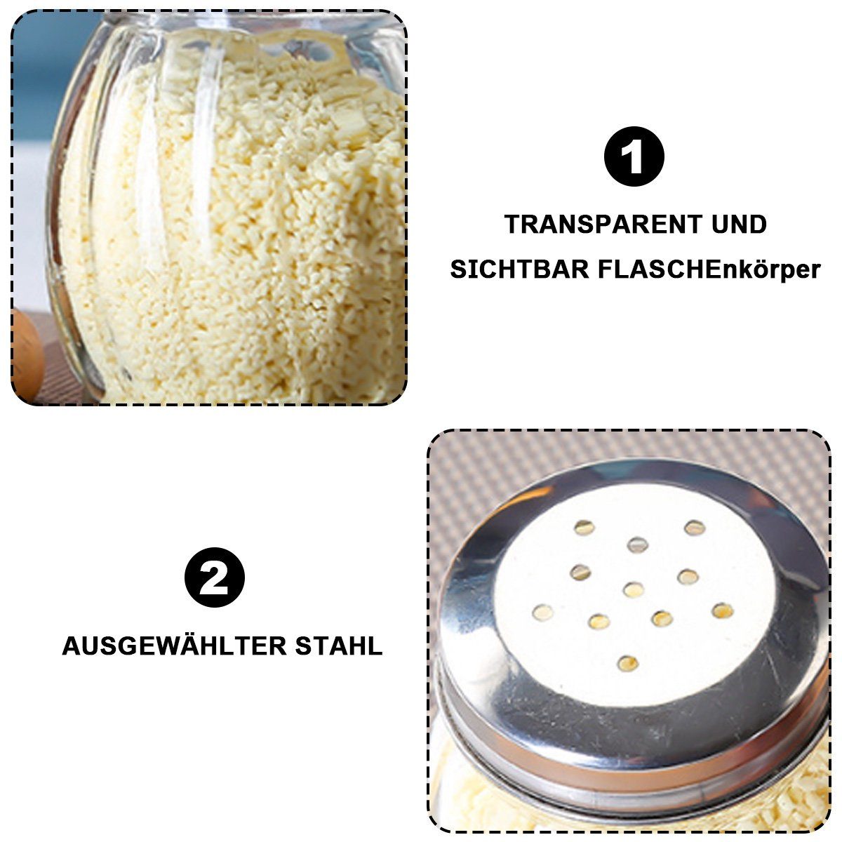 ZmdecQna Gewürzbehälter Gewürzgläser,2-teiliges stilvolles Gewürzstreuer-Set aus Glas