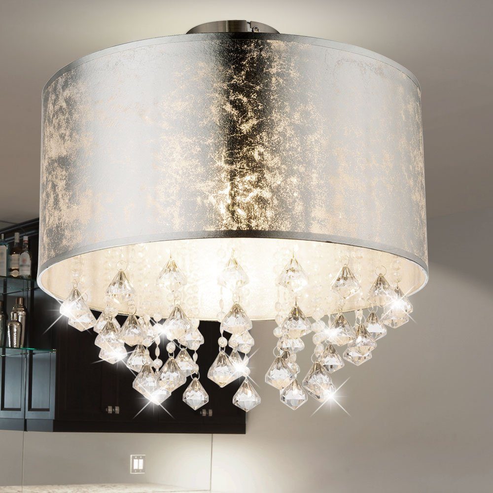 etc-shop LED Deckenleuchte, Leuchtmittel inklusive, Warmweiß, Farbwechsel, Decken Leuchte FERNBEDIENUNG Wohn Zimmer Kristall Lampe im Set