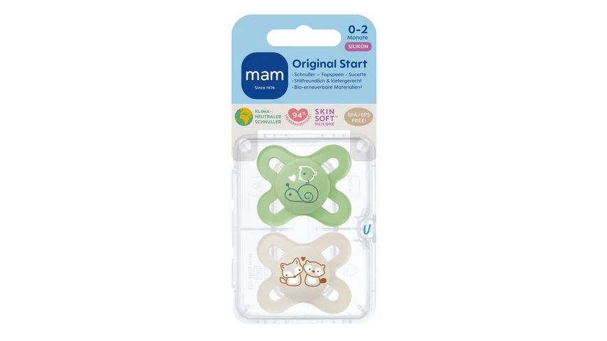 MAM Original Start Silikon, 0-2 Mon., 2 Stk., Schnecke/Fuchs