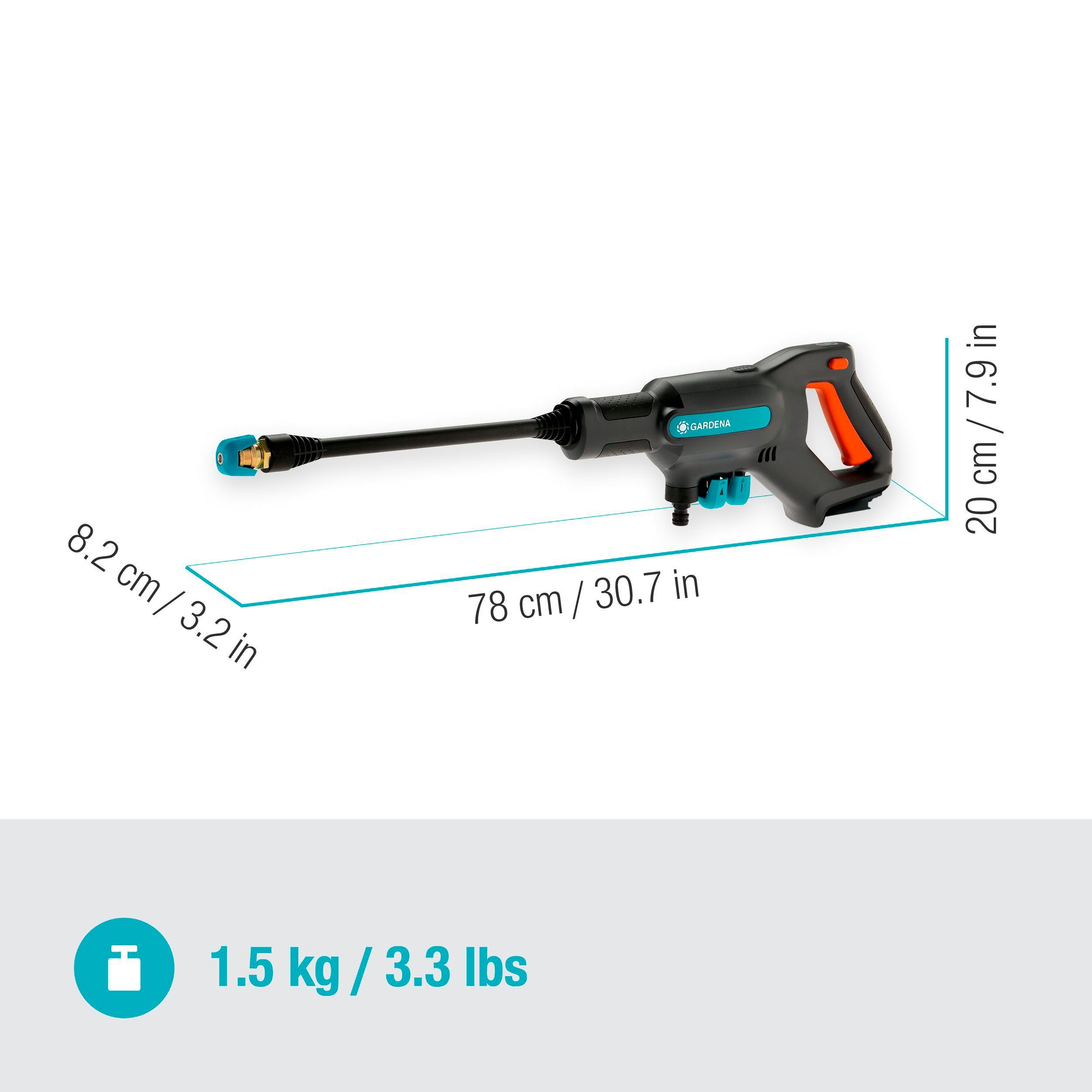 GARDENA Akku-Mitteldruckreiniger AquaClean 24/18V P4A solo, Druck max: 24 bar, Fördermenge max: 250 l/h, (3 tlg), ohne Akku und Ladegerät