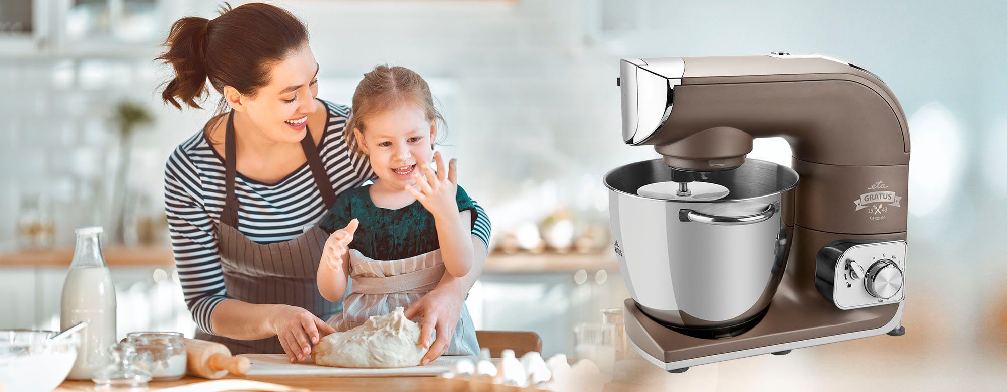 eta Küchenmaschine ETA002890030, 1200 W, 5,5 l Schüssel, Gratus 1200 Watt mit Metall-Gehäuse, mit Reib und Hobelaufsatz