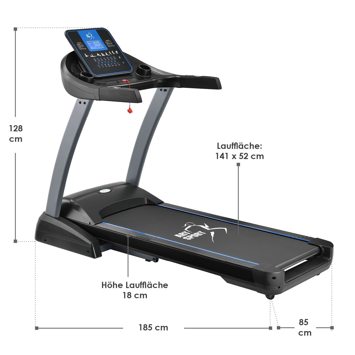ArtSport Laufband Speedrunner 7000, 22 km/h, 48 Programme, 22 Stufen Steigung, LCD-Display, klappbar