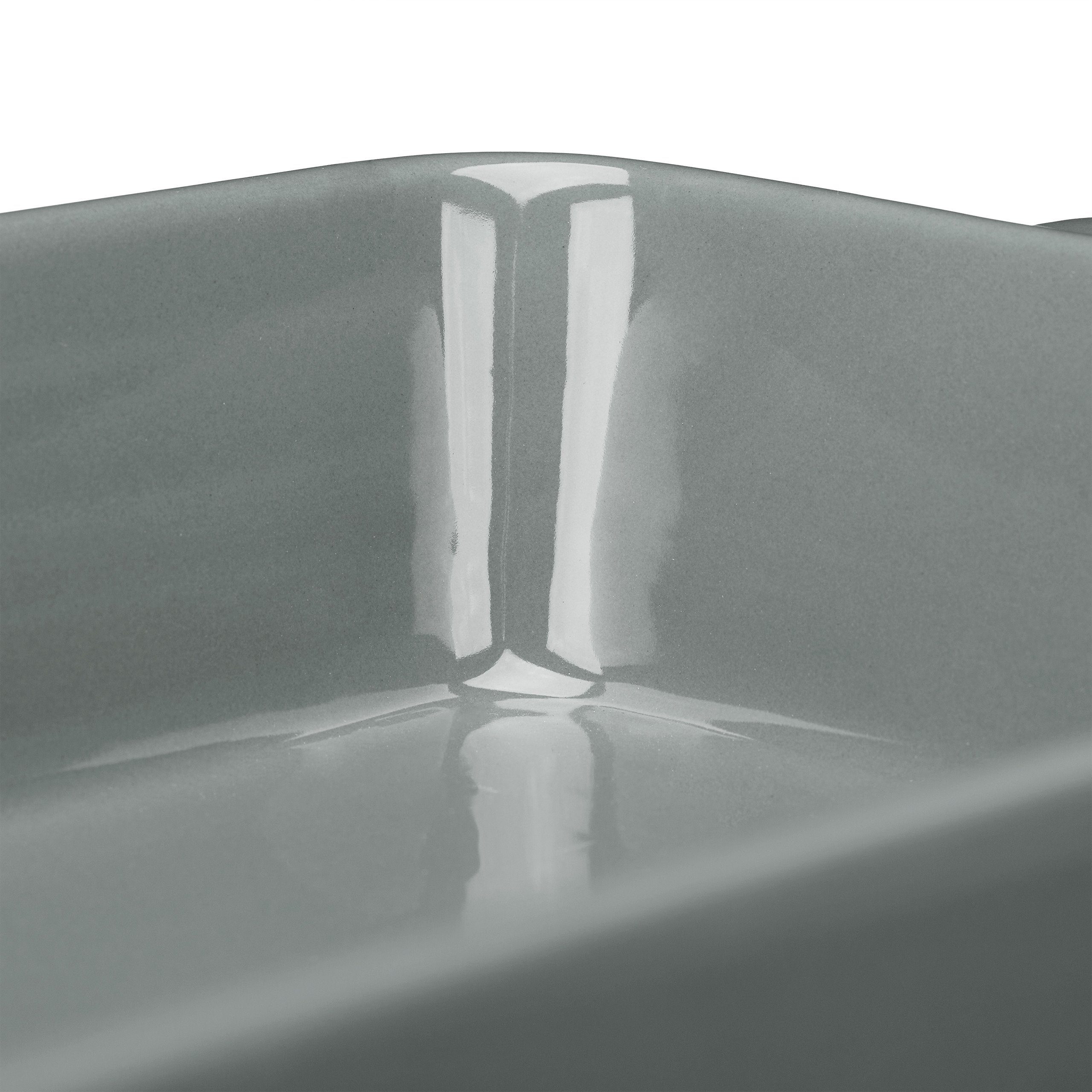 relaxdays Auflaufform 3-tlg. Keramik Auflaufform Set grau, Keramik