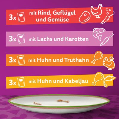 Sparpaket Multipack WHISKAS TASTY MIX Portionsbeutel 144 x 85 g