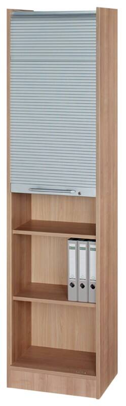 Hammerbacher Rollladenschrank Matrix Nussbaum, Silber 500 x 400 x 2.004 mm