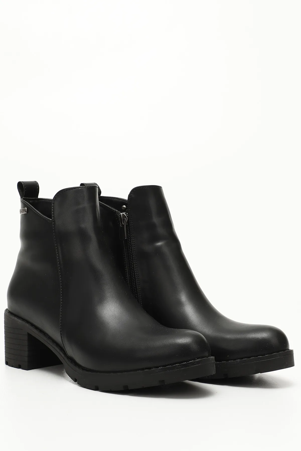GÖNDERİ(R)  SCHWARZE Damen-Tagesstiefel mit rundem Absatz und Reißverschluss 35201
