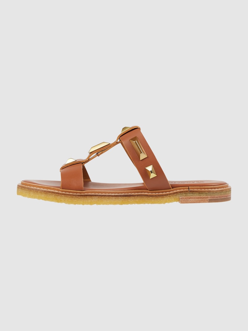 Pantolette aus Leder Modell 'Vero' in taupe