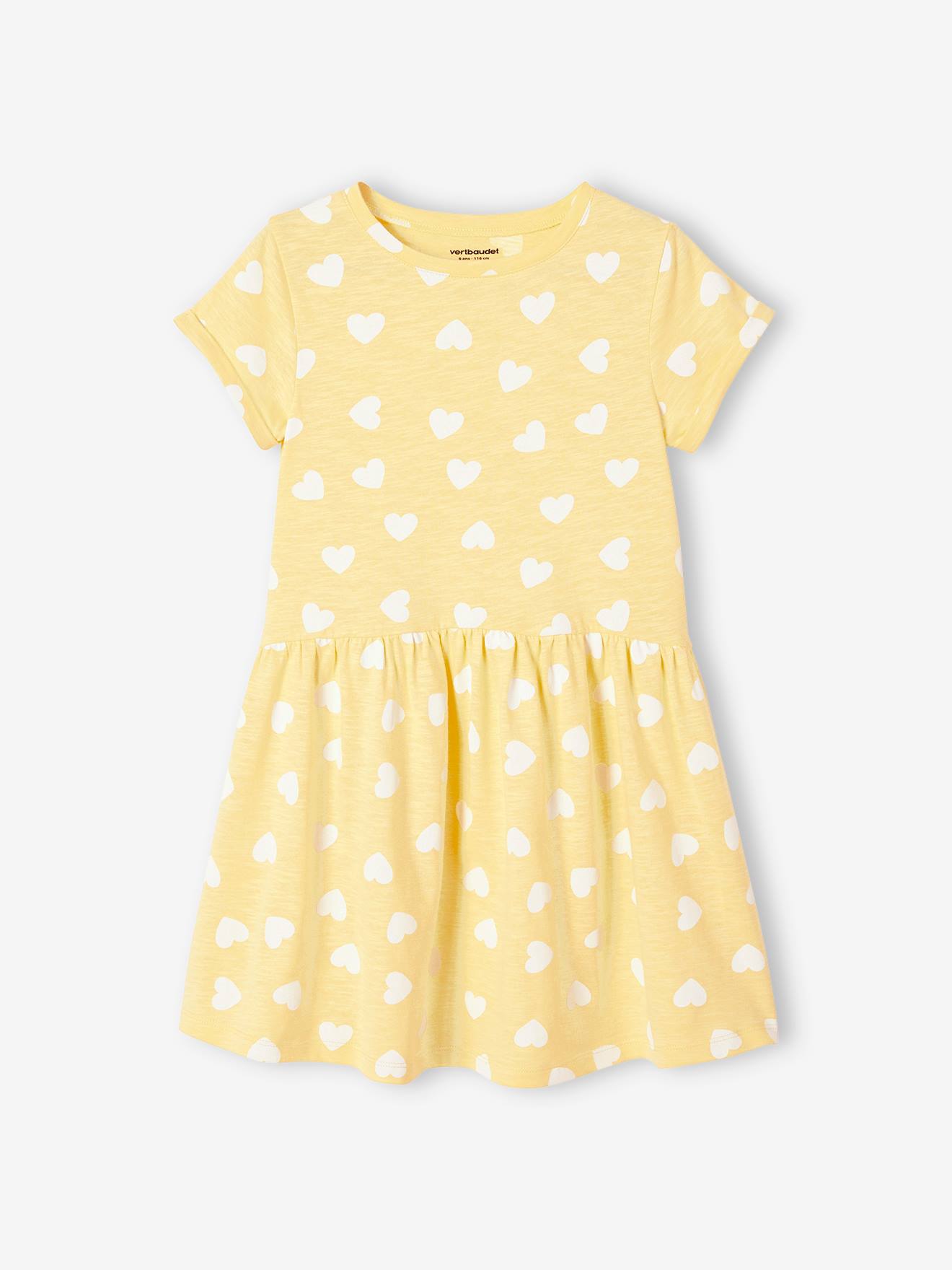 Robe Basics imprimée fille manches courtes bleu clair imprimé cerises