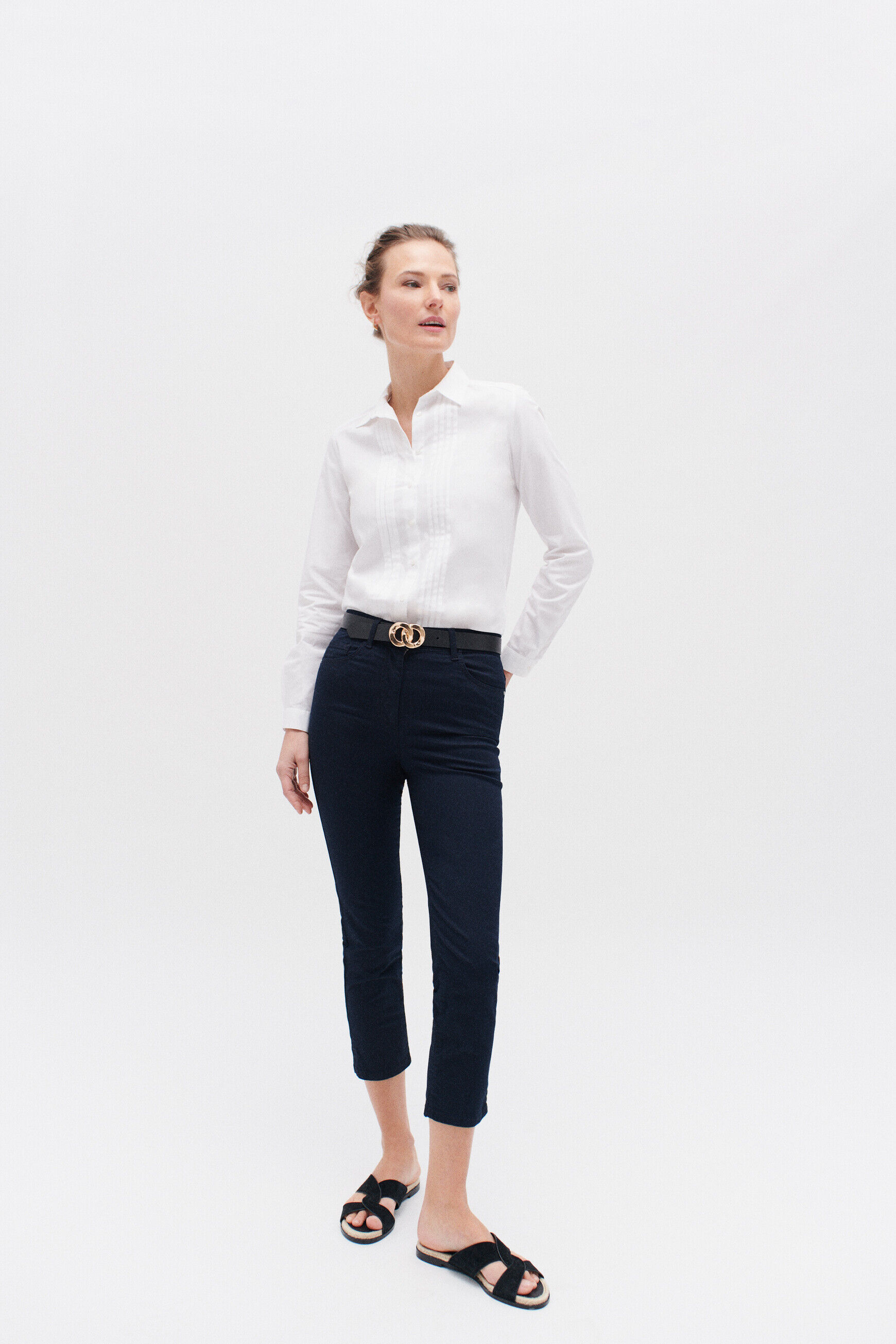 pantacourt mason bleu marine femme