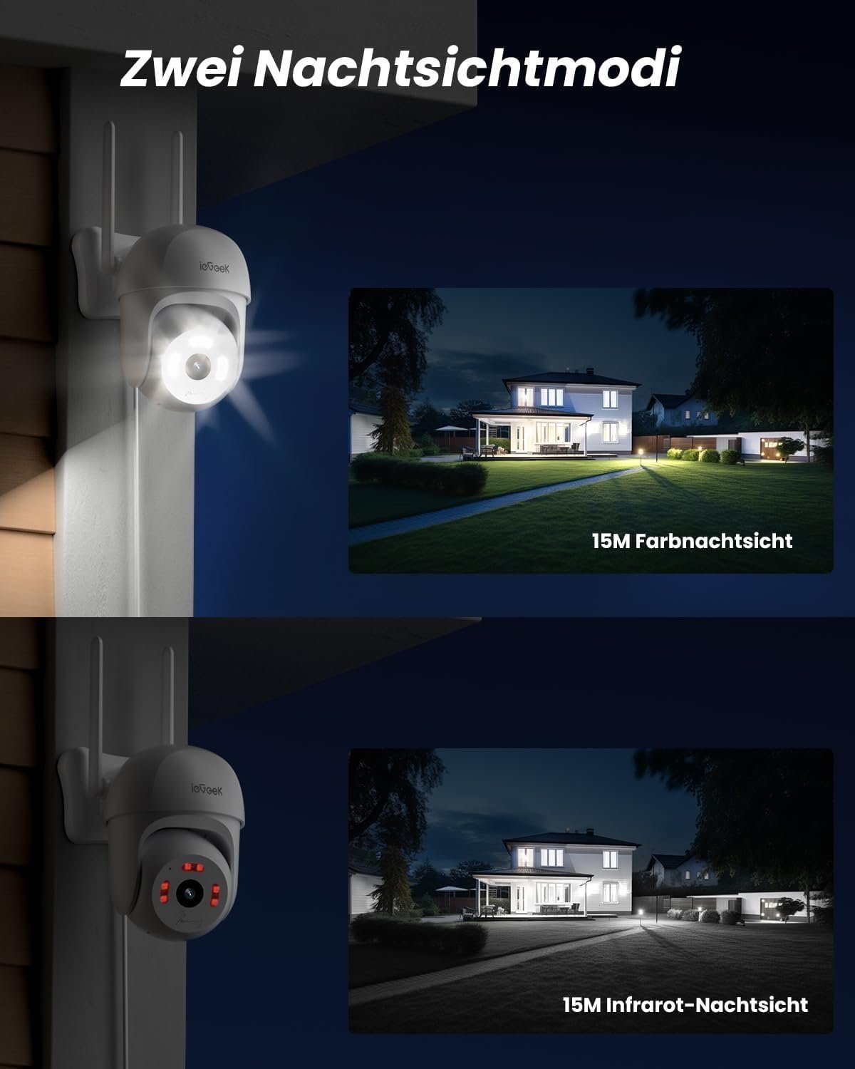 ieGeek Überwachungskamera Aussen WLAN Kamera Überwachung PTZ Kamera Überwachungskamera (Aussen, AuBen, AuBenbereich, Außen, 4MP Outdoor mit Automatische Verfolgt, 24/7 Aufnahme, Nachtsicht in Farbe, IP65, SD/Cloud-Speicher, 2,4GHz WiFi, 8-Facher Digi