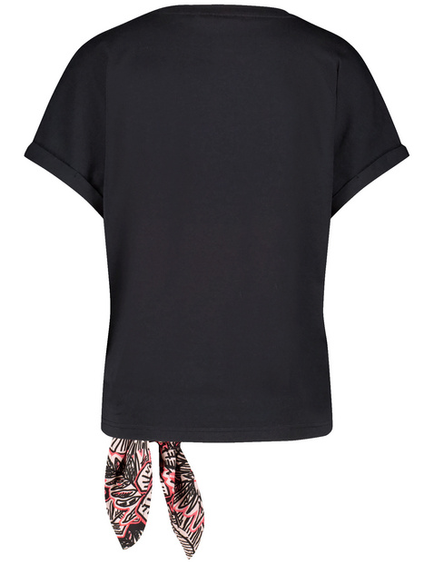 Kurzarmshirt mit Knotendetail und Frontprint