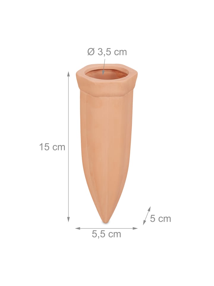 relaxdays 4x Tonspitzen Bewässerung in Terracotta - (B)5,5 x (H)15 x (T)5 cm günstig kaufen onesize