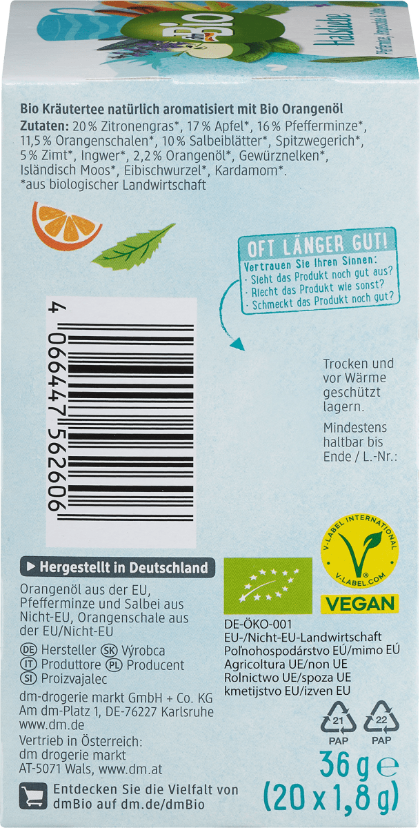 Kräutertee \Halsliebe\ mit Pfefferminze, Orangenschale und Salbei (20 x 1,8g), 36 g