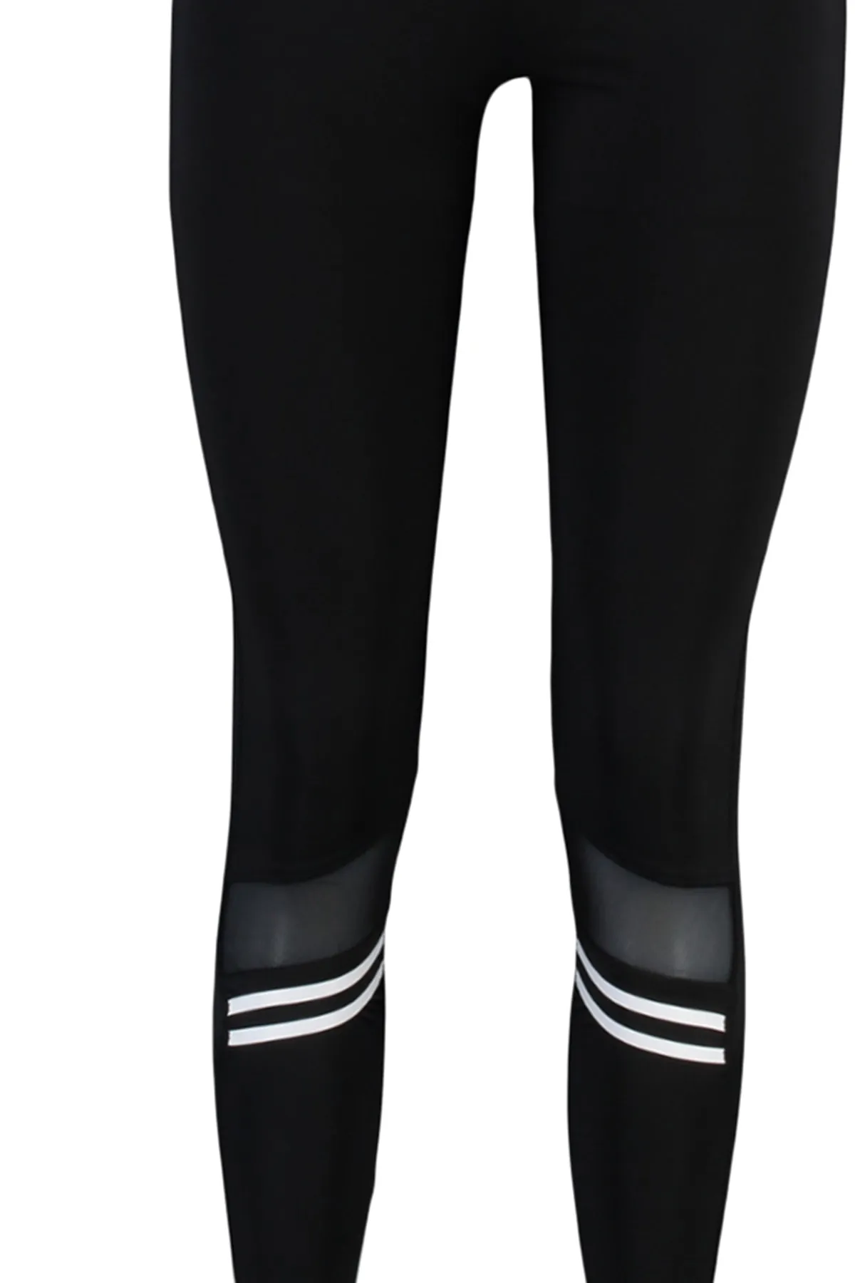 Trendyol Collection  Gestrickte Sport-Leggings in voller Länge aus schwarzem Tüll und Streifen mit detaillierten Details TWOAW20TA0093