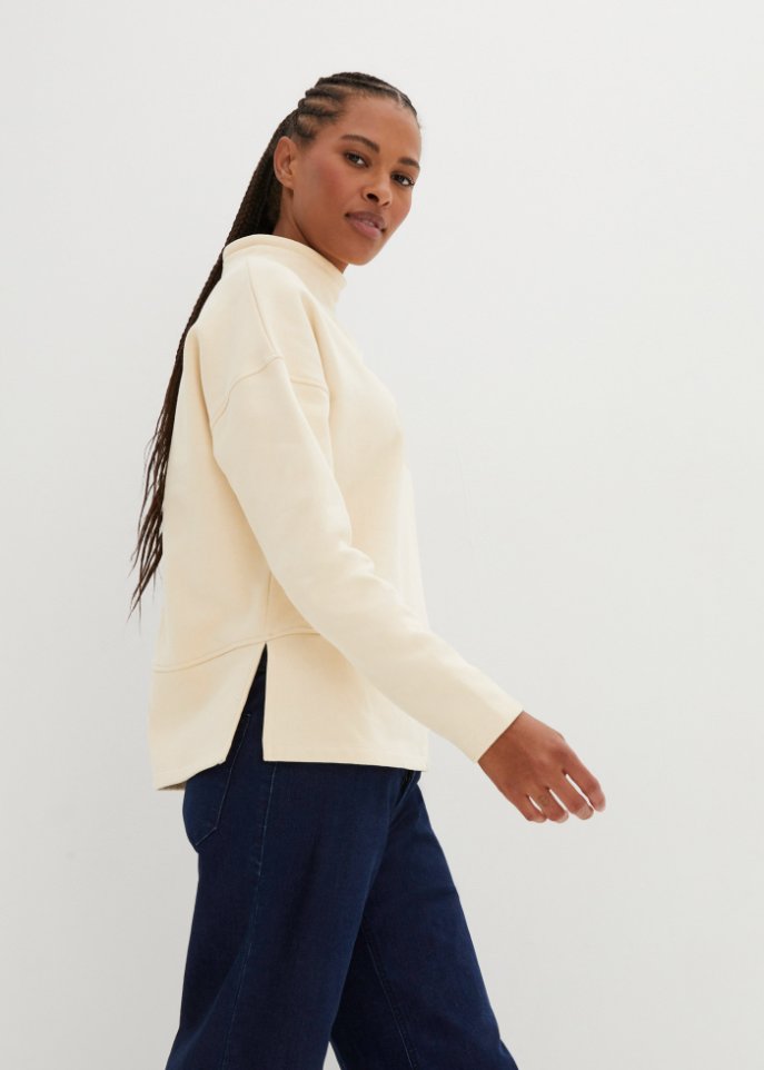 Sweatshirt mit Stehkragen aus Bio - Baumwolle