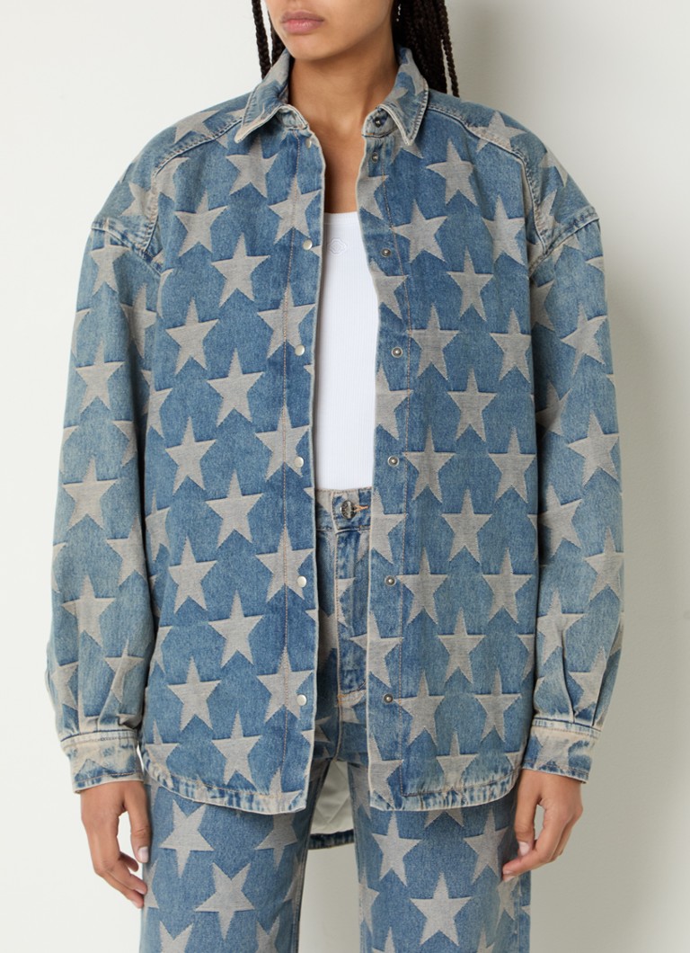 Jachetă matlasată din denim cu broderie de la Sandro Starsky