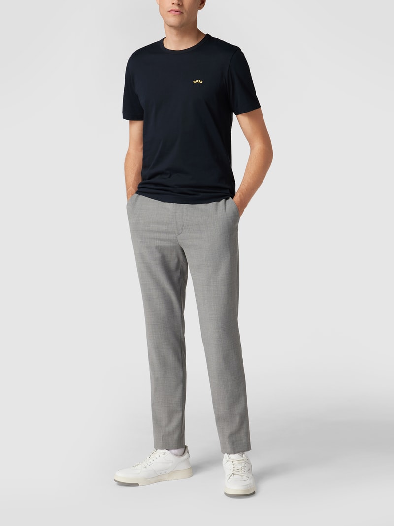 T-Shirt mit Label-Schriftzug Modell 'Tee Curved' in blau