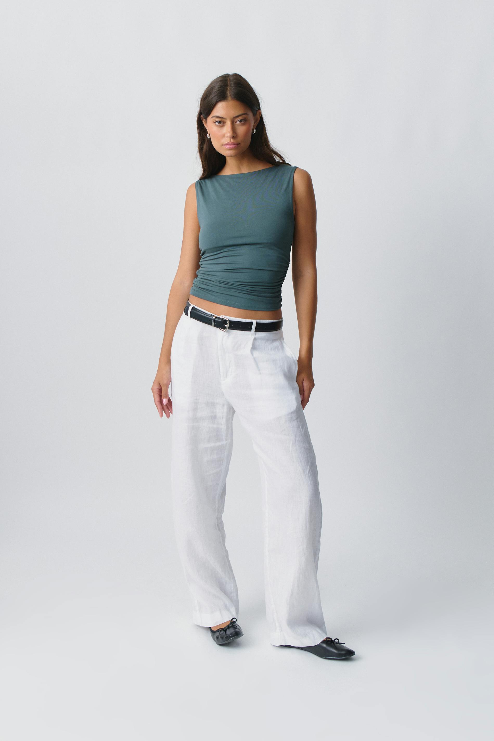 Soft touch boatneck top