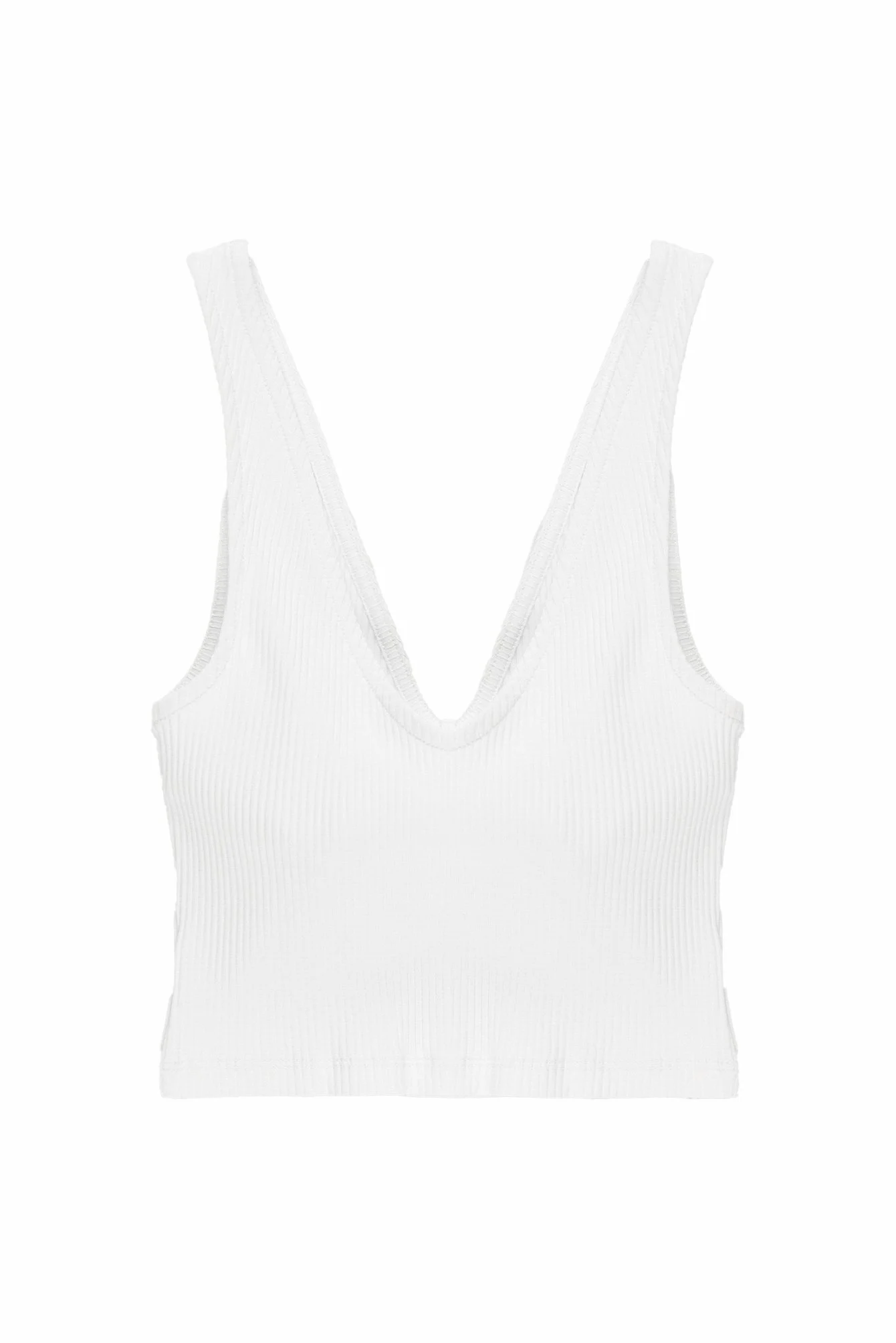 Geripptes Bio-Crop-Top mit V-Ausschnitt