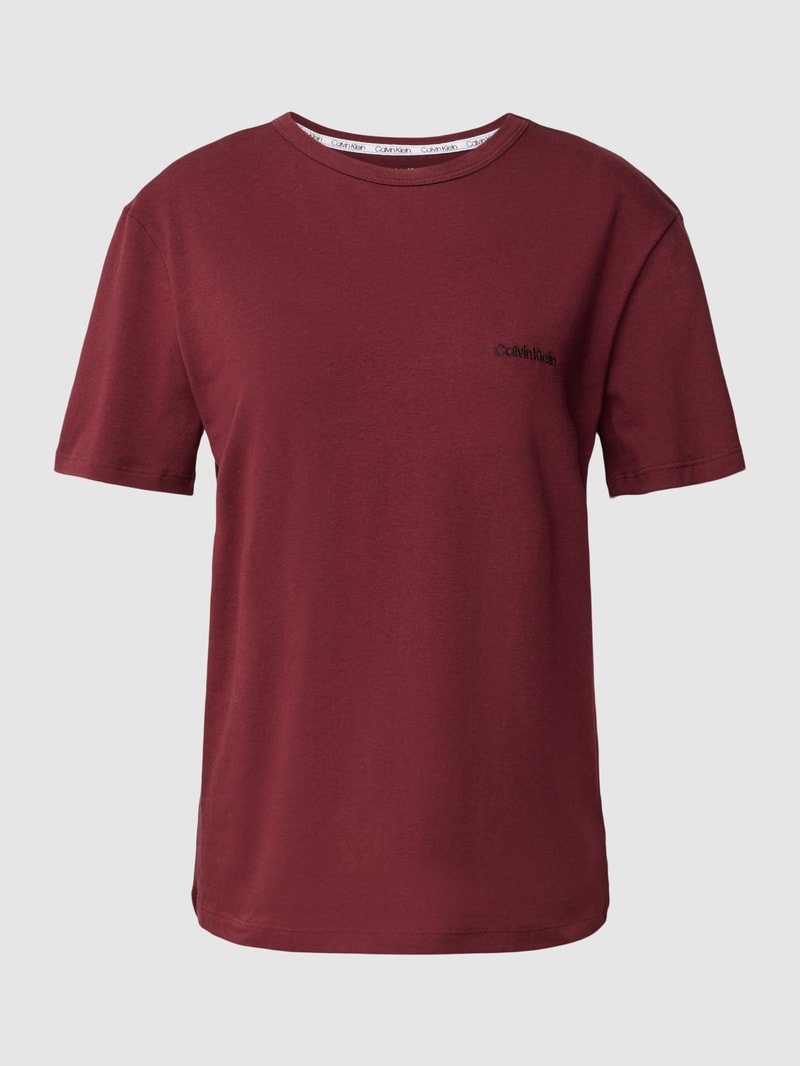 Pyjama-Oberteil mit Label-Stitching in bordeaux rot