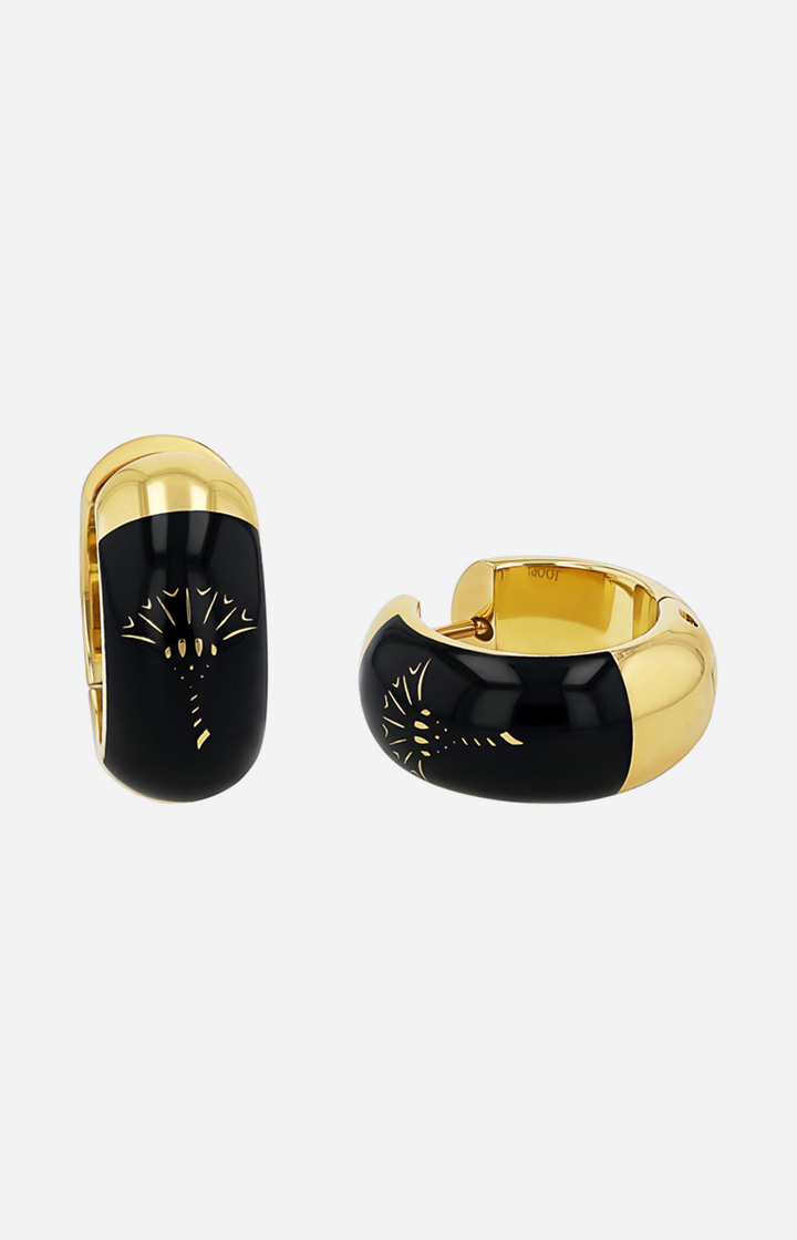Kreolen mit Enamel Black in Gold/Schwarz