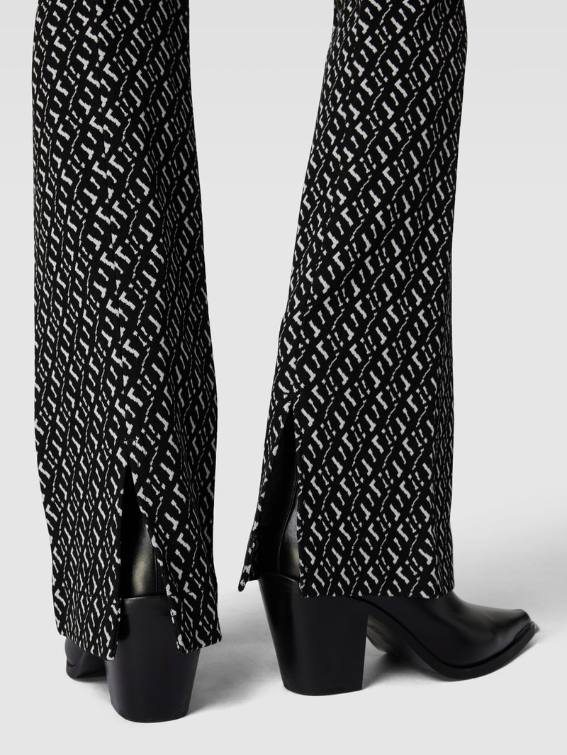 Stoffhose mit Allover-Muster Modell 'MACY' in schwarz