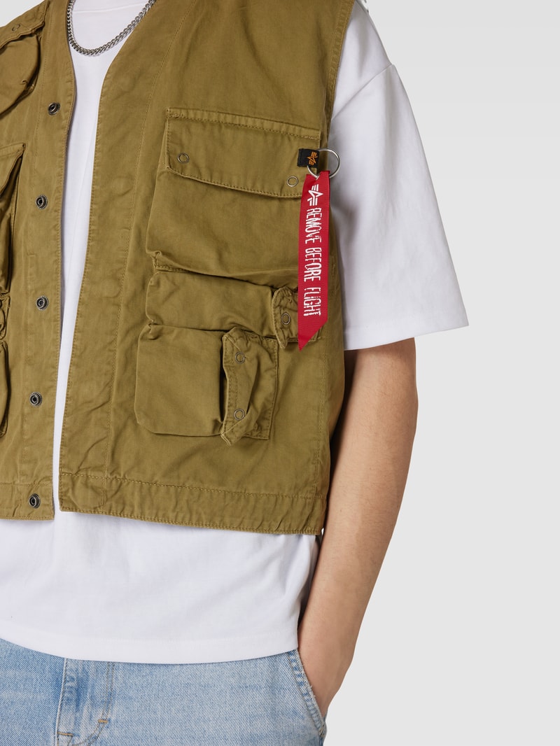 Weste mit Label-Details Modell 'MILITARY' in olivgrün