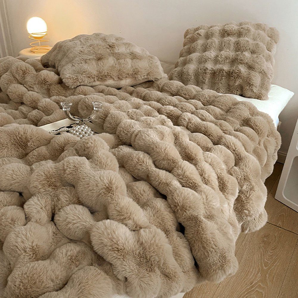Outdoordecke Kurzflorige, lässige Überwurfdecke warme Fleecedecke, Sarfly, aus Kaninchenfellimitat, Wohndecken,1 Stück