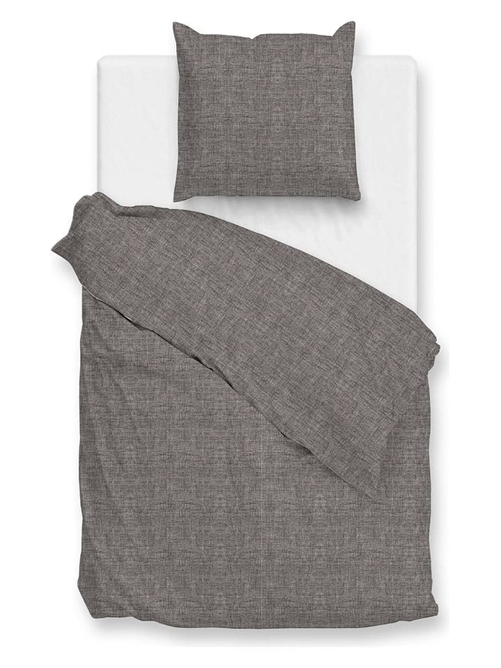 HNL Flanell-Bettwäsche-Set in Grau günstig kaufen