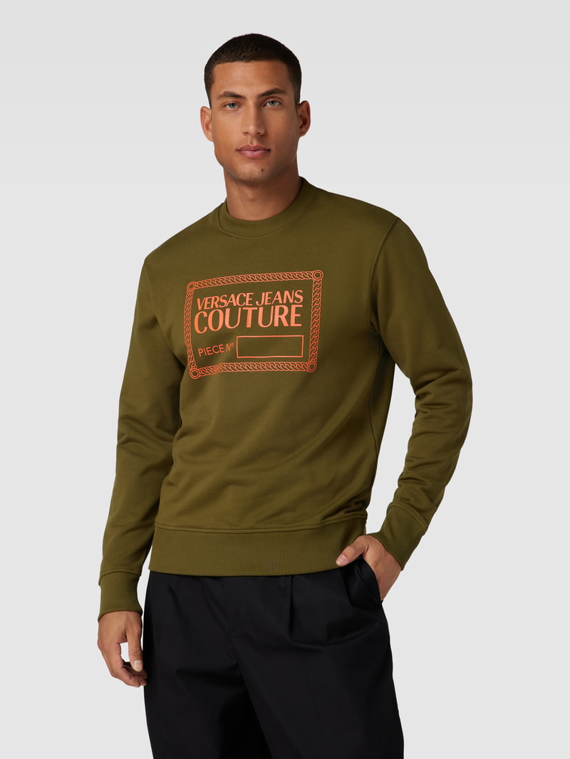 Sweatshirt mit Label-Print in olivgrün
