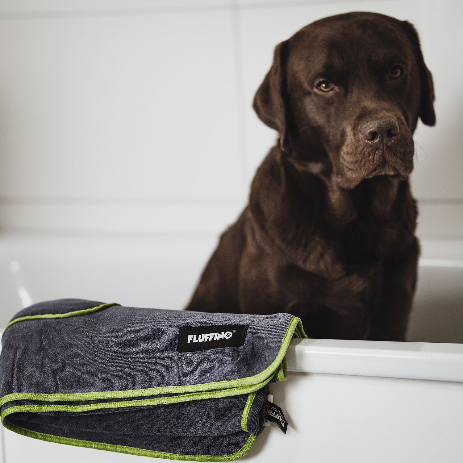 FLUFFINO® Hundehandtuch Mikrofaser – 2er-Pack - 120 x 70 cm - Grau & Grün, (2-St)