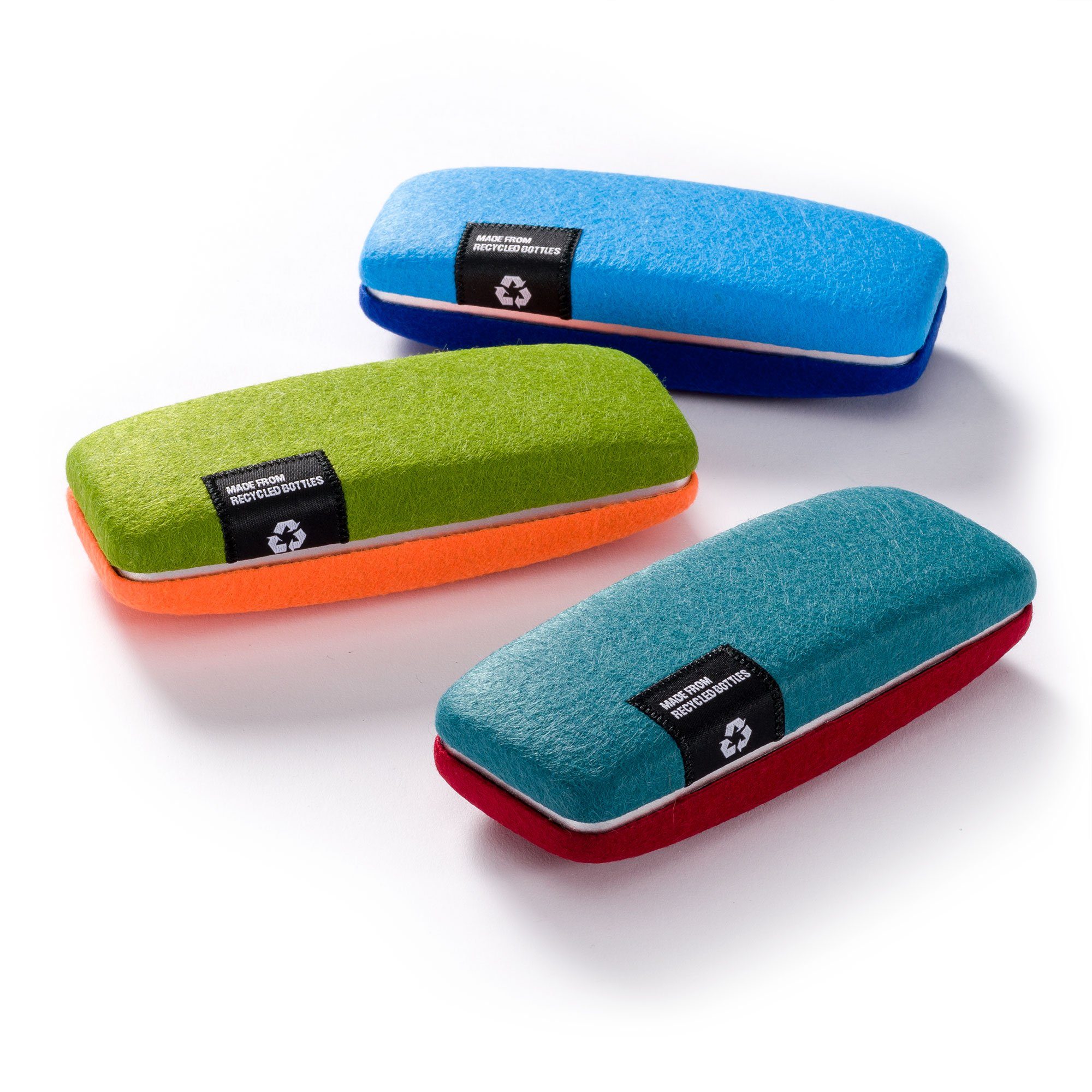 FEFI Brillenetui Hardcase mit Filzbezug aus recycelten PET-Flaschen, Set aus 1 Etui + hochwertigem Mikrofasertuch