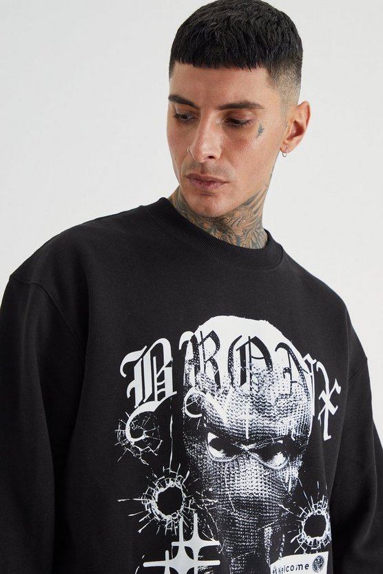 Tall Oversize Sweatshirt mit Bronx-Print