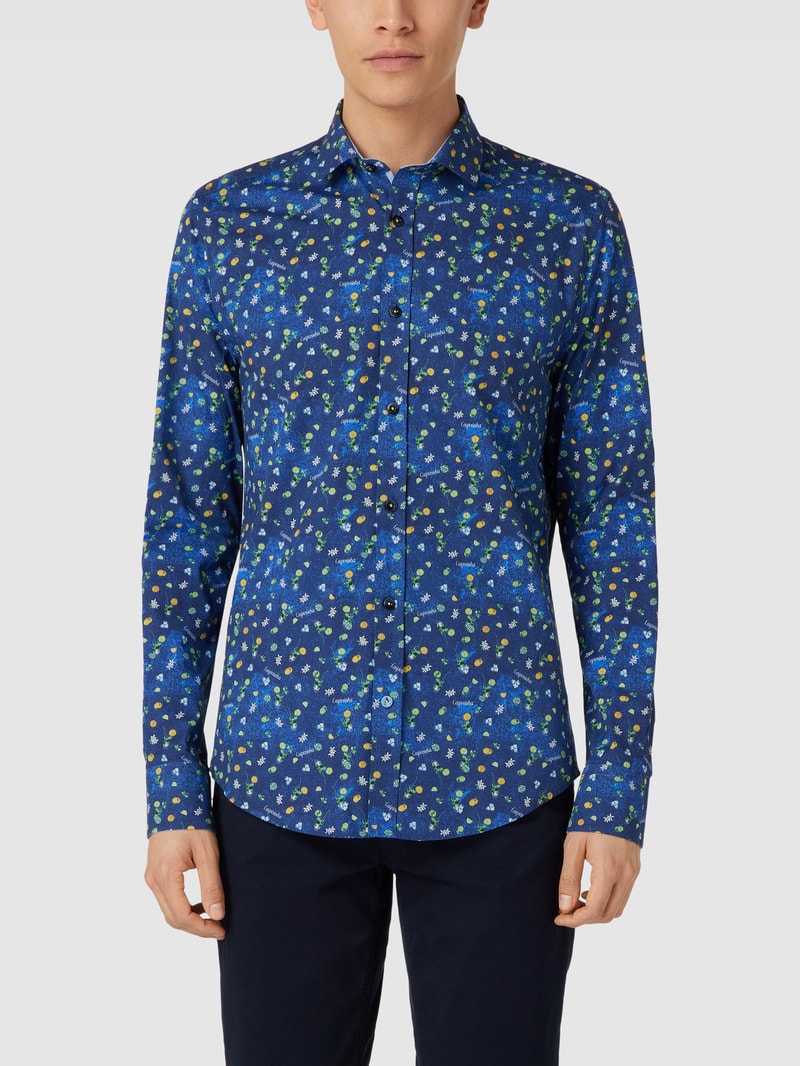 Freizeithemd mit Allover-Muster Modell 'Caipirinha Cobalt' in blau