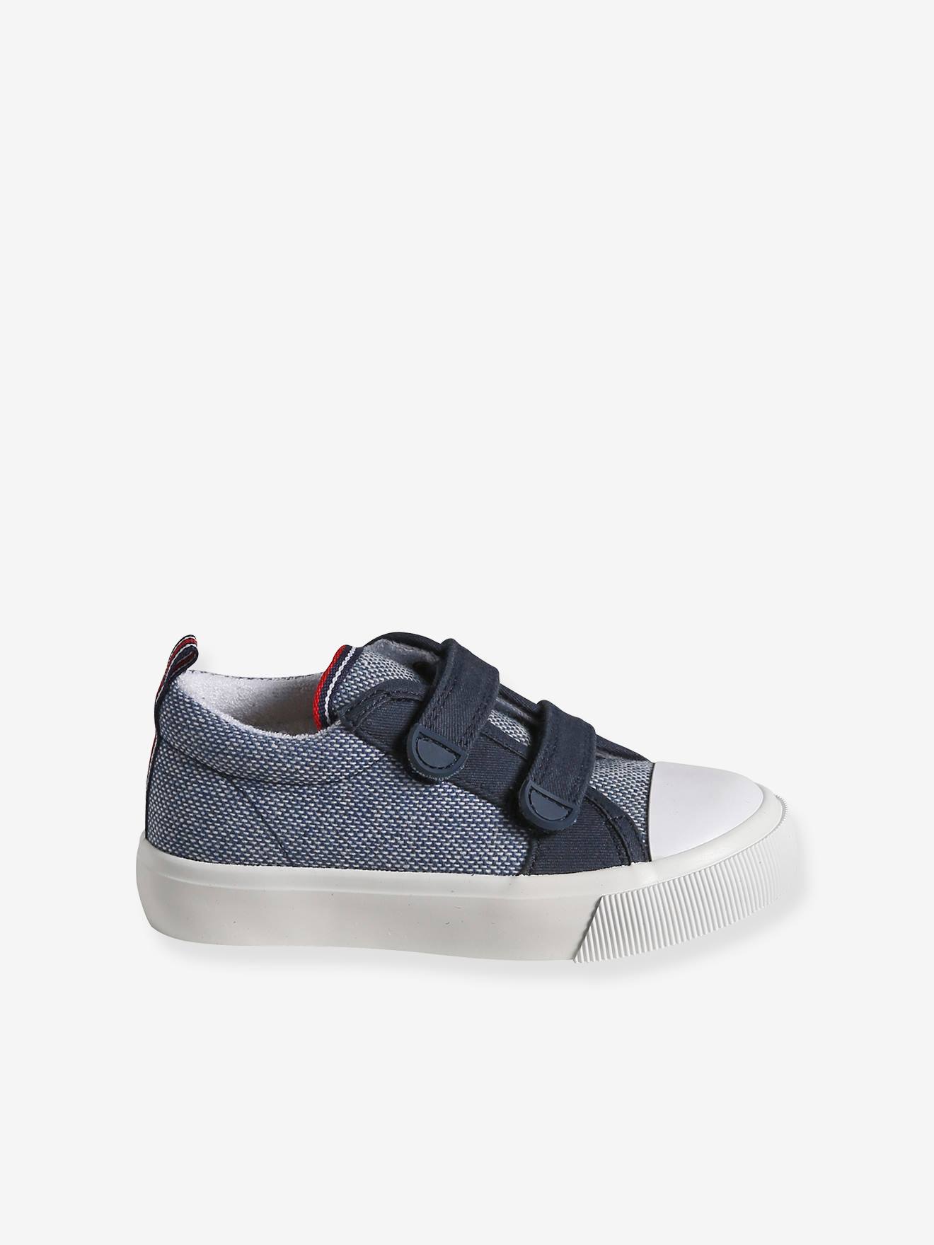 Vertbaudet Kinder Stoff-Sneakers mit Klett und Anziehtrick - set blau