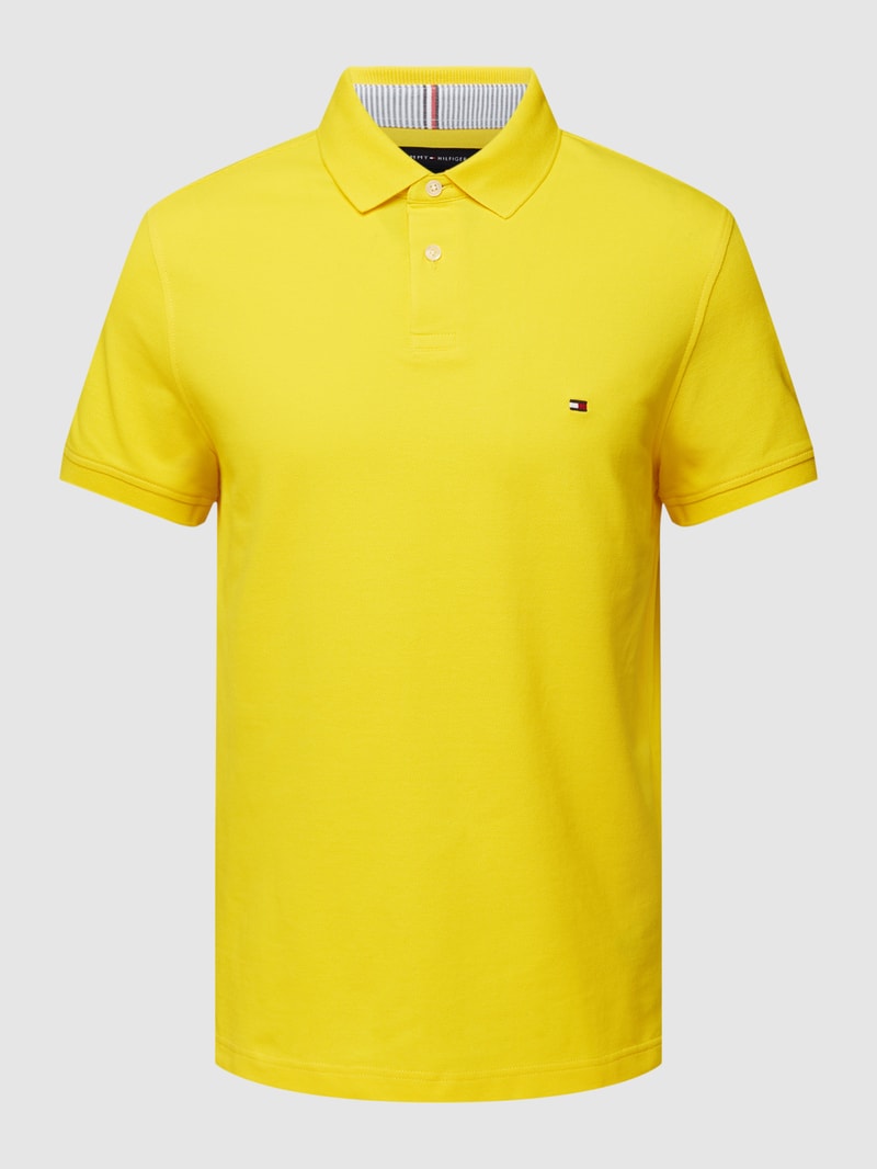 Poloshirt mit Label-Stitching in gelb